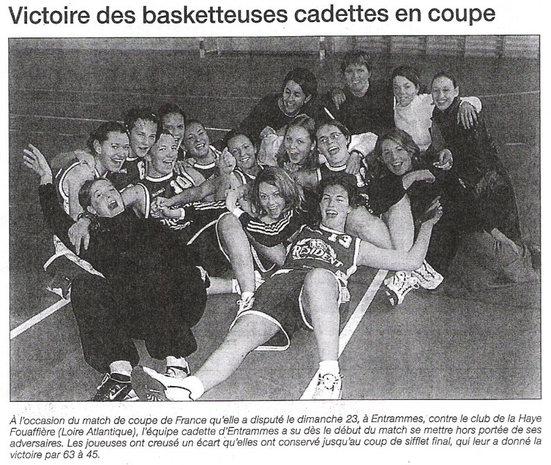 Article ouest france 24 nov 2003 coupe de france