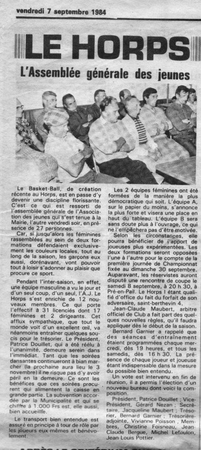 Assemblée du club 1986