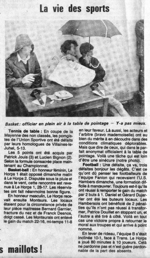 table de marque sous la pluie